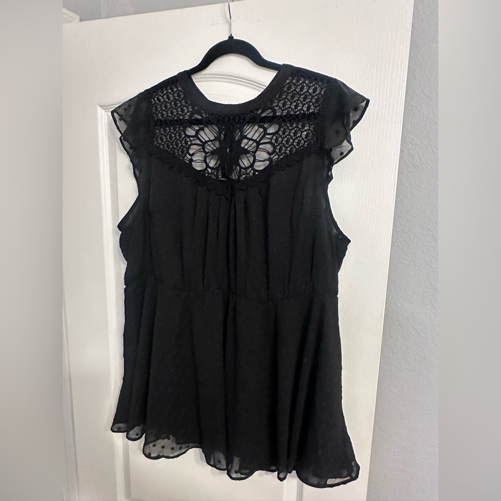 Torrid Black Ruffled Lace Blouse